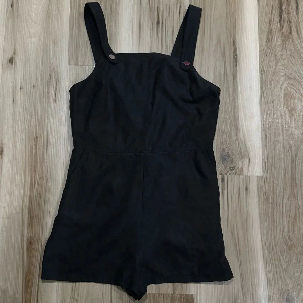 NEW Topshop Black Jumper Overalls Romper Women’s 8
